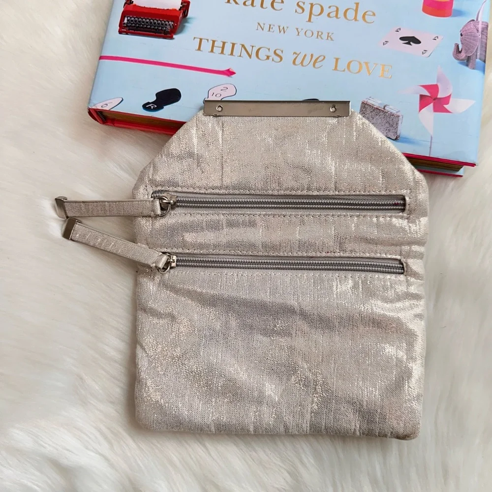 Stella & Dot Silver Mesh Wristlet with Shimmery Finish